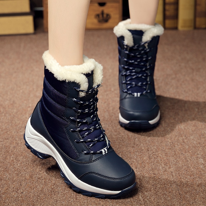 Winter Women Snow Boots High Tops Add Wool Warm Fashion Casual Leather Boots %100 Good Quality ...